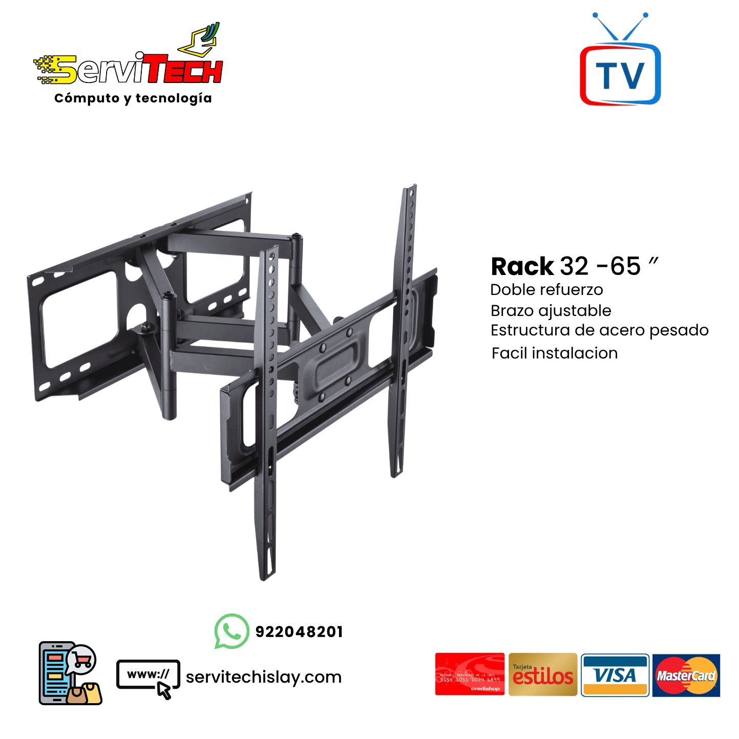 Rack para TV 32″ a 65″ pulgadas