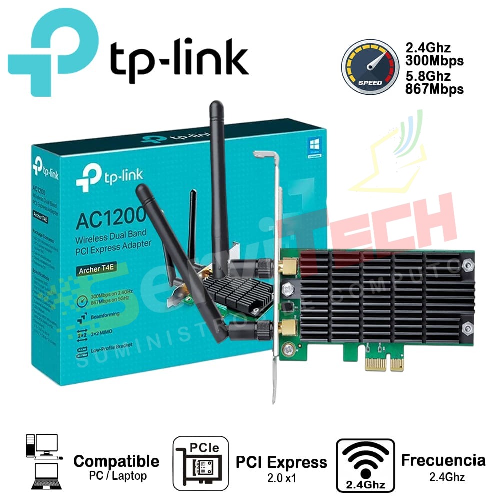 Adaptador inalambrico TPLINK ARCHER T4E AC1200 2.4Ghz/5.8Ghz PCI Express