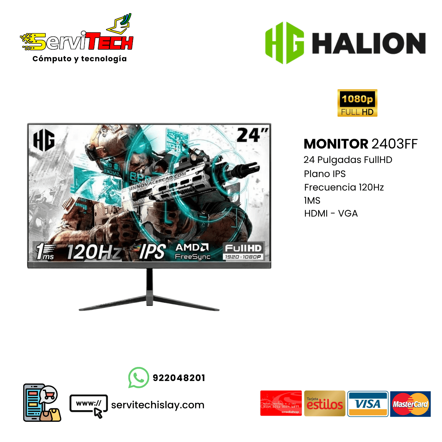Monitor HALION 24 Pulgadas HS-2403FF FHD