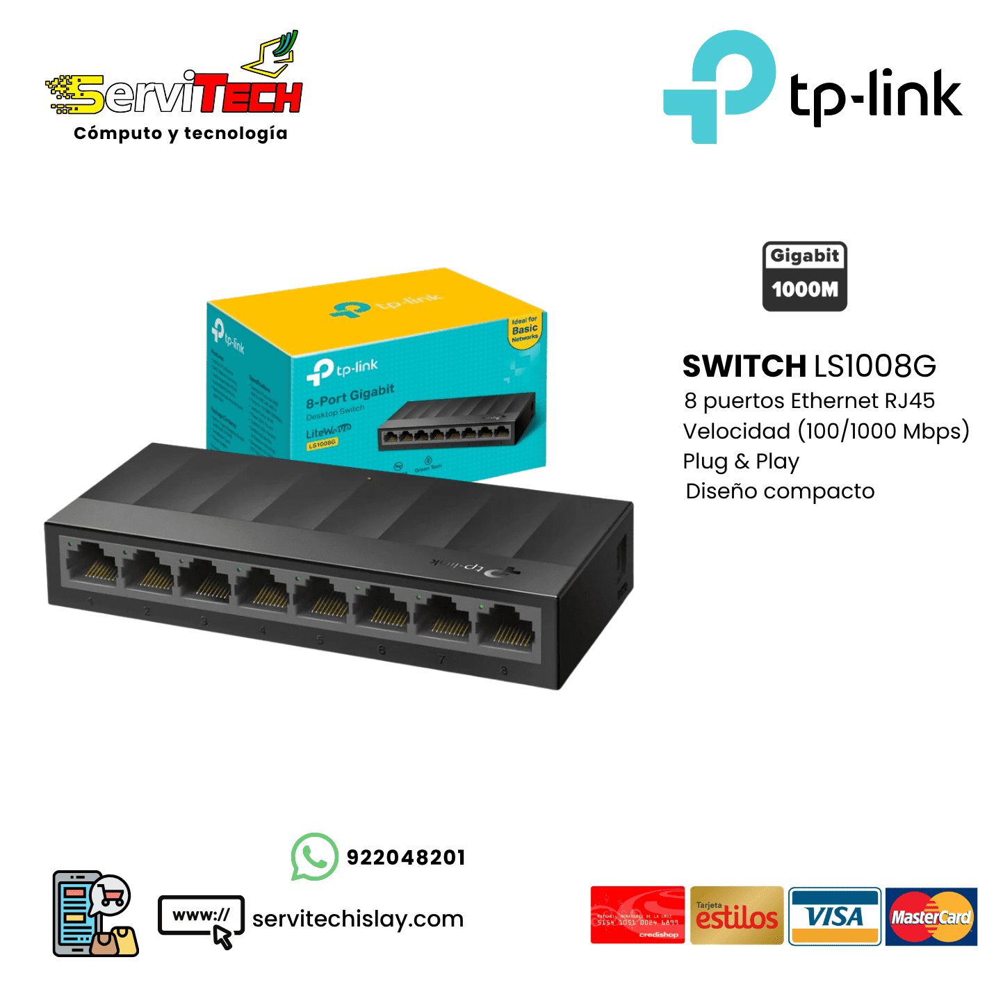 Switch TPLINK LS1008G - 8 puertos Gigabit 100/1000Mbps
