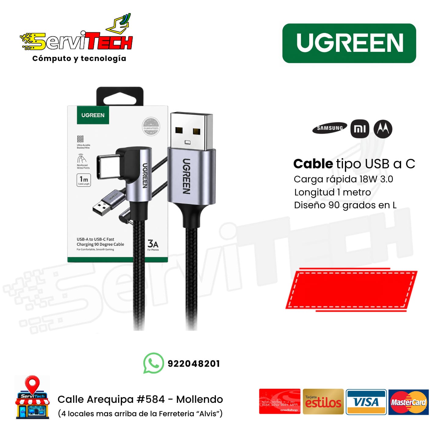 Cable de datos Tipo USB a C 1M UGREEN