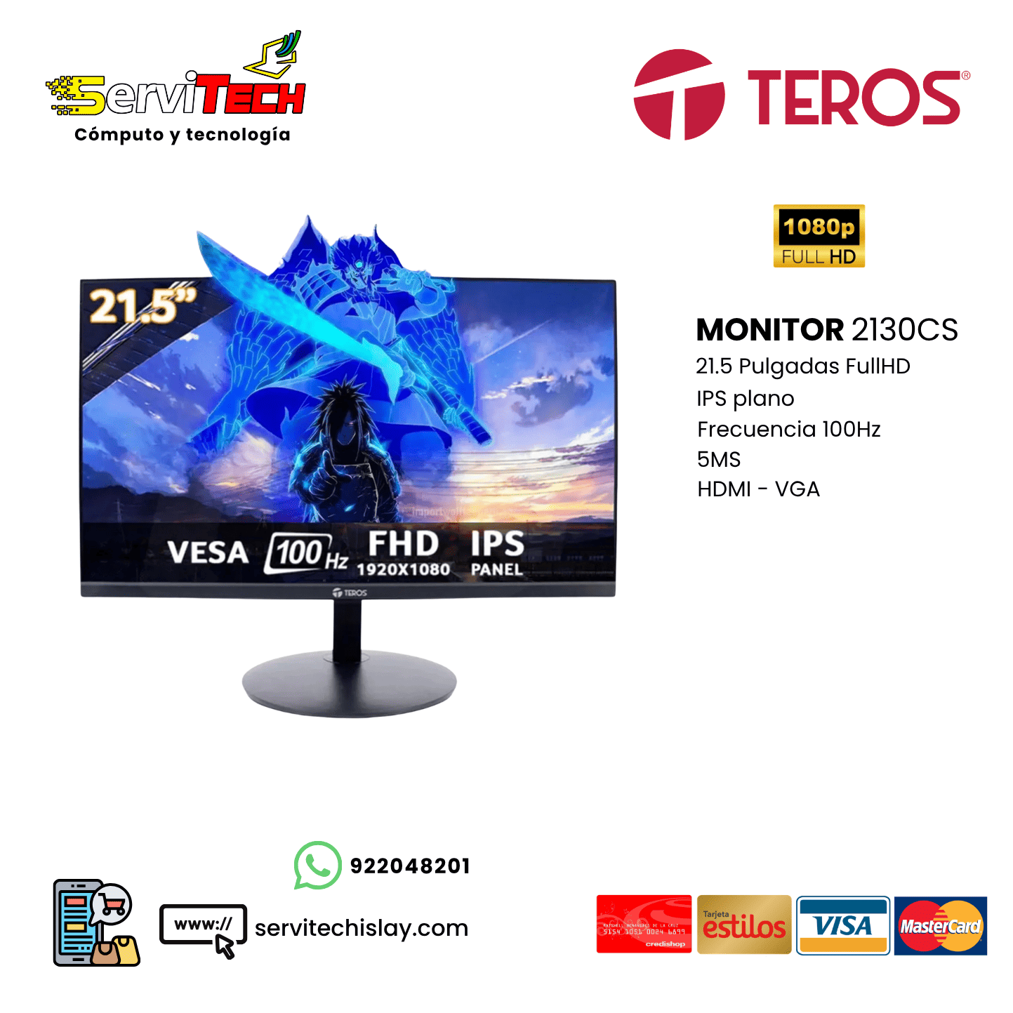 Monitor TEROS 22 Pulgadas TE-2130CS FHD