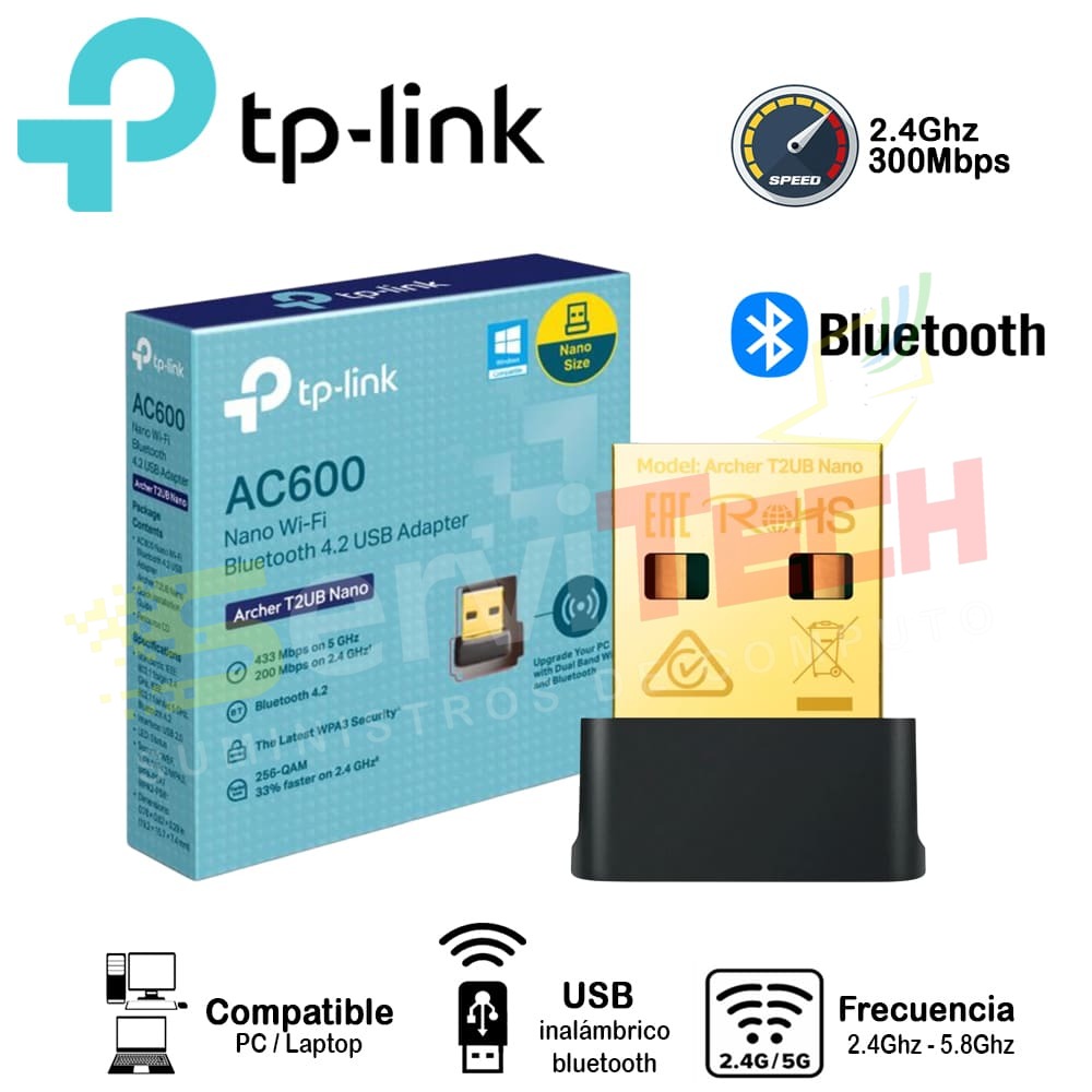 Adaptador inalambrico 4.2 TPLINK AC600 y Bluetooth 2.4Ghz/5.8Ghz USB