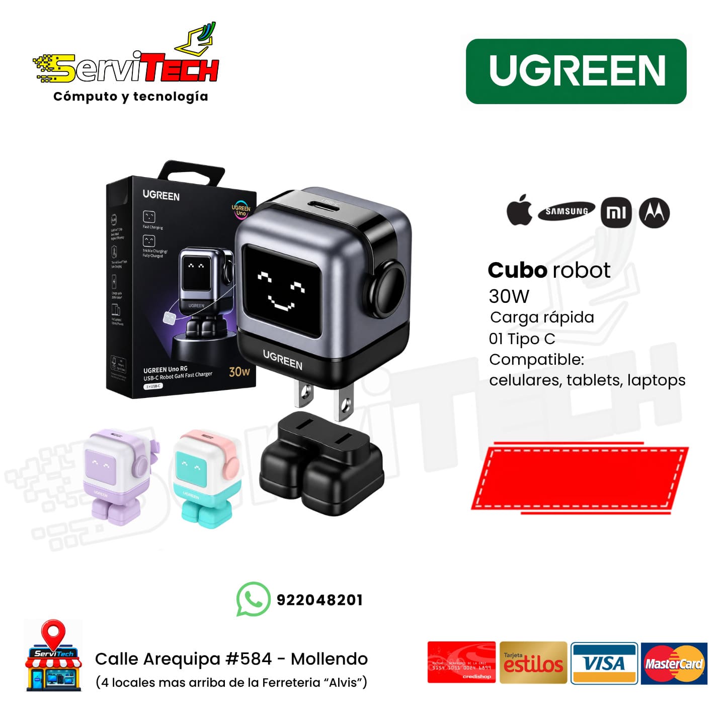Cabezal cargador Robot Tipo C 30W UGREEN