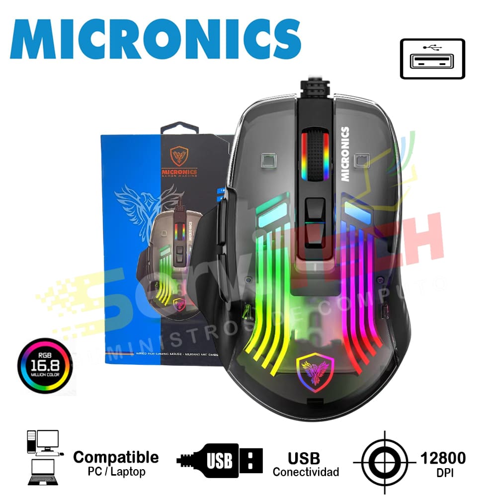 Mouse MICRONICS Murano GM891 - Cableado USB