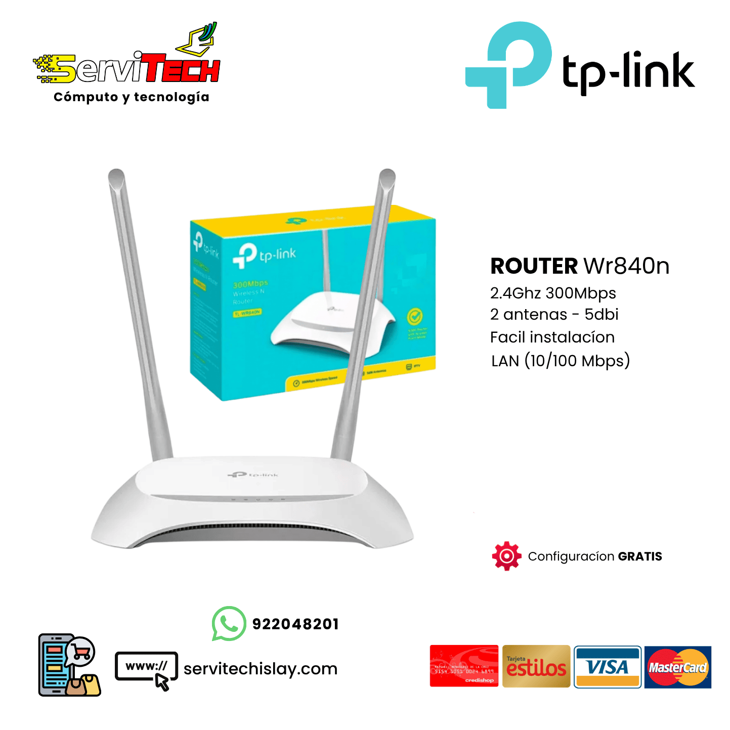 Router TPLINK TL-WR850N 2 antenas - 2.4Ghz