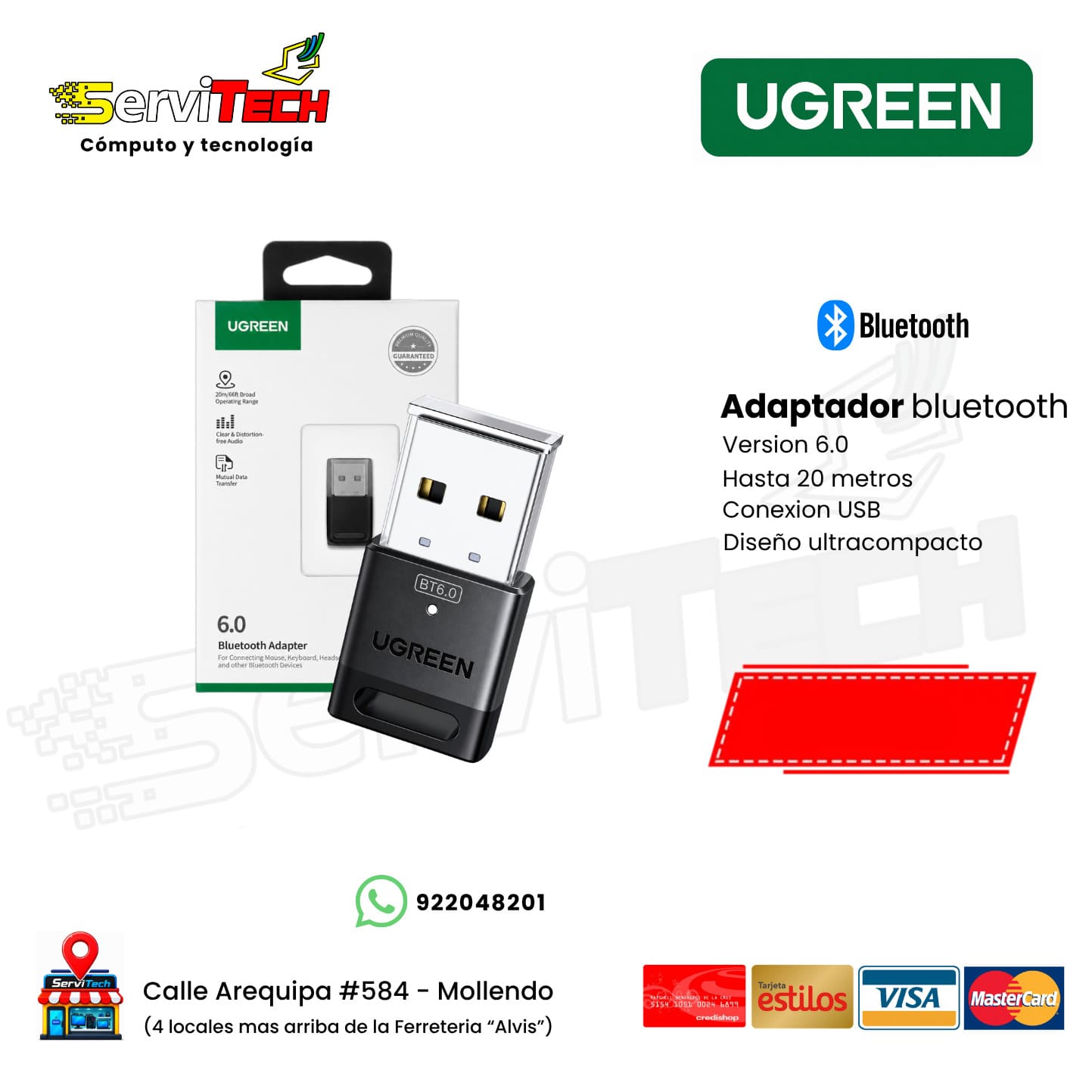 Adaptador USB Bluetooth 6.0 UGREEN