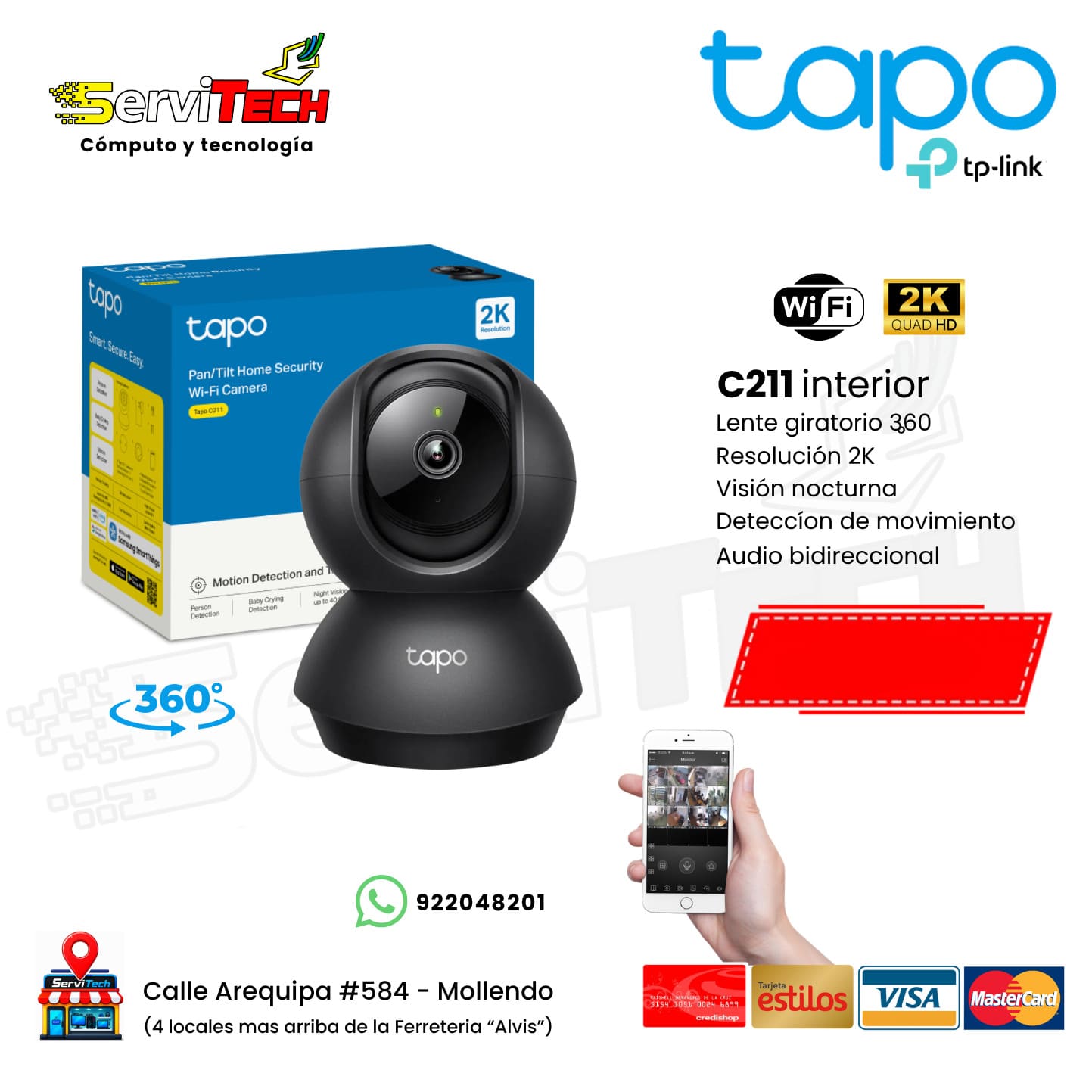 Camara inalambrica TAPO C211 2K (Interior Giratoria)