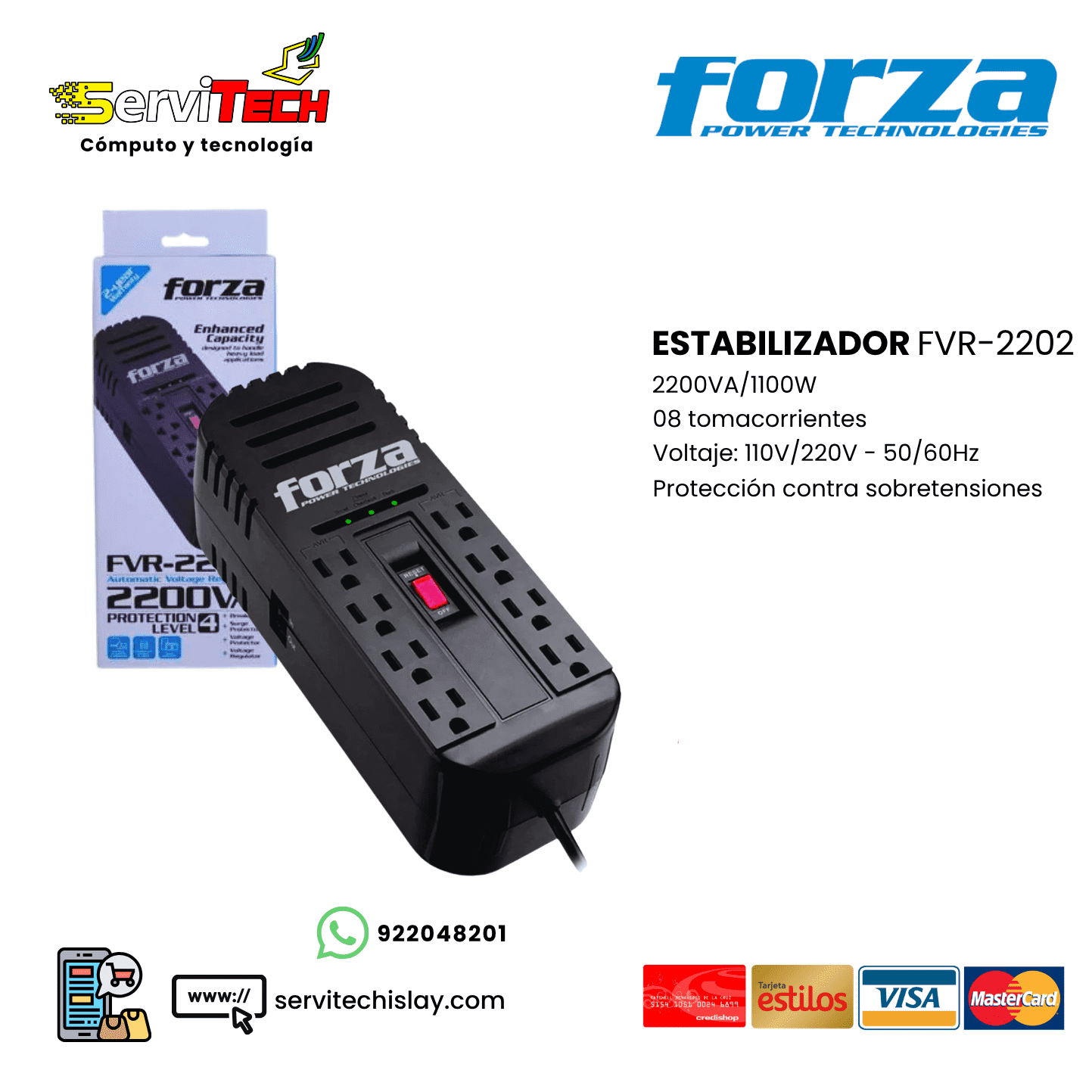 Estabilizador FORZA FVR-2202 2202VA/1100W
