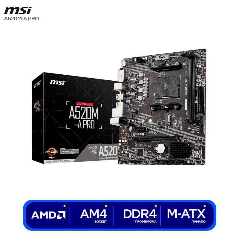 Placa Madre MSI A520M-A PRO AM4