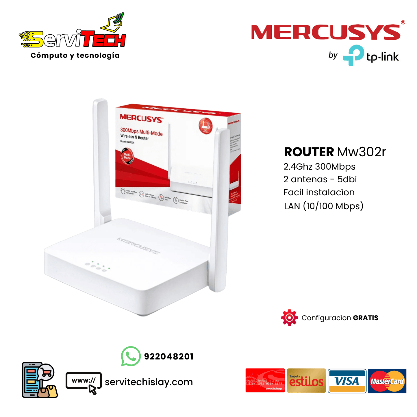 Router MERCUSYS MW302R 2 antenas - 2.4Ghz