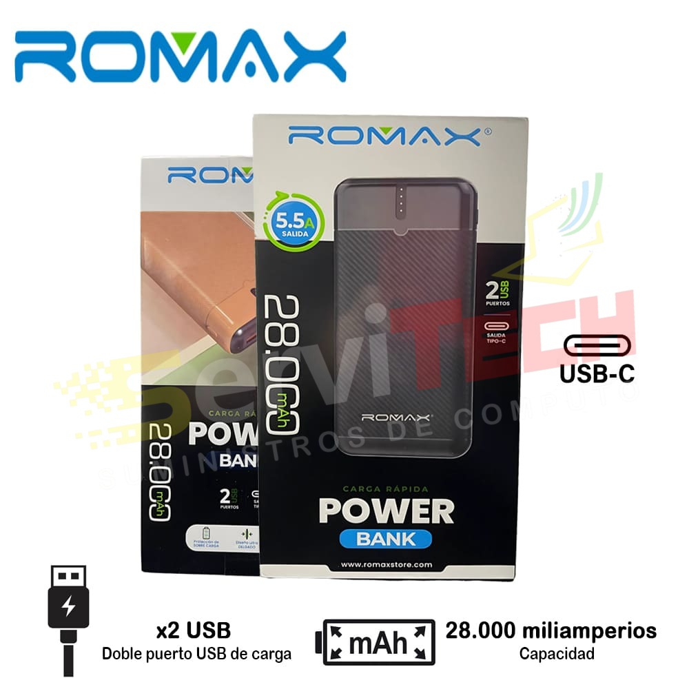 Cargador portatil ROMAX 28.000mha (Powerbank)