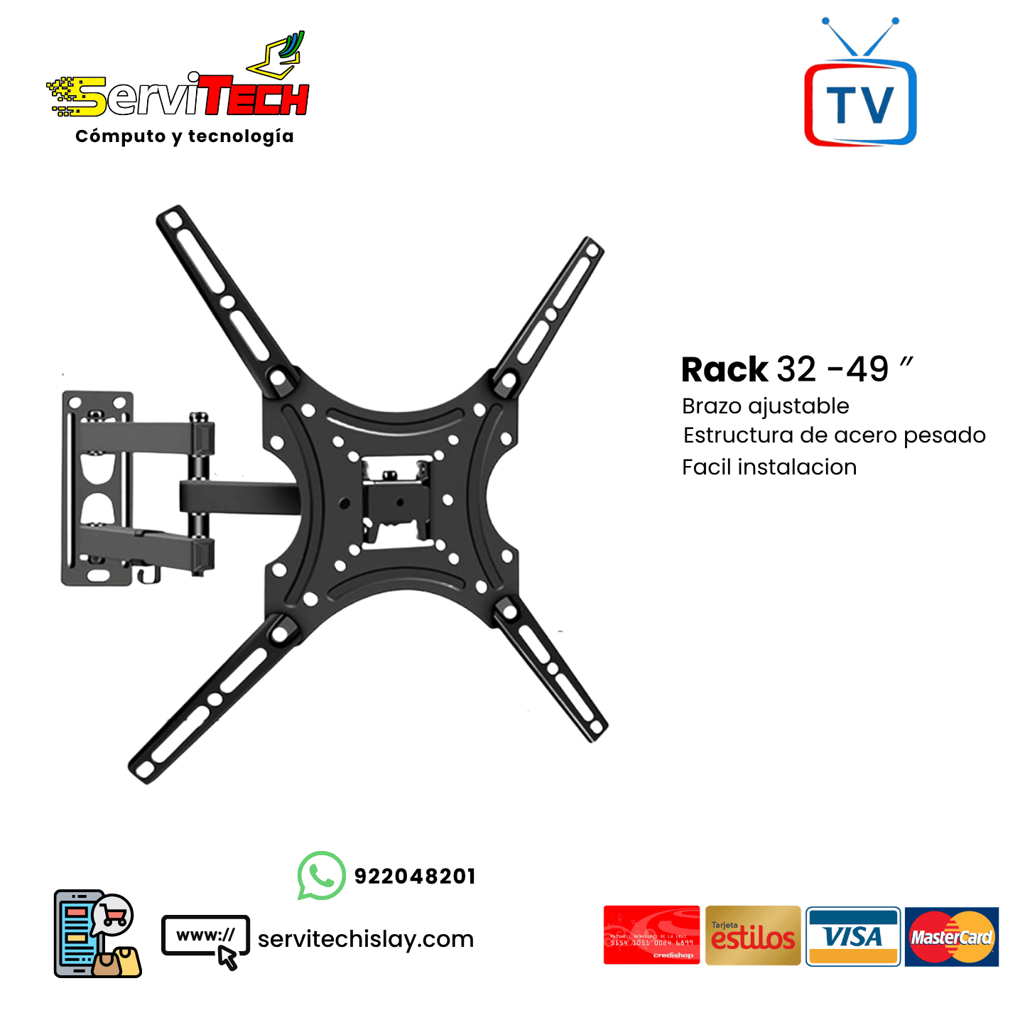 Rack para TV 32″ a 49″ pulgadas