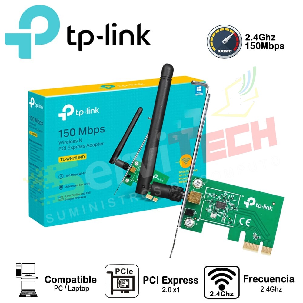 Adaptador inalambrico TPLINK TL-WN781ND 150Mbps 2.4Ghz PCI Express