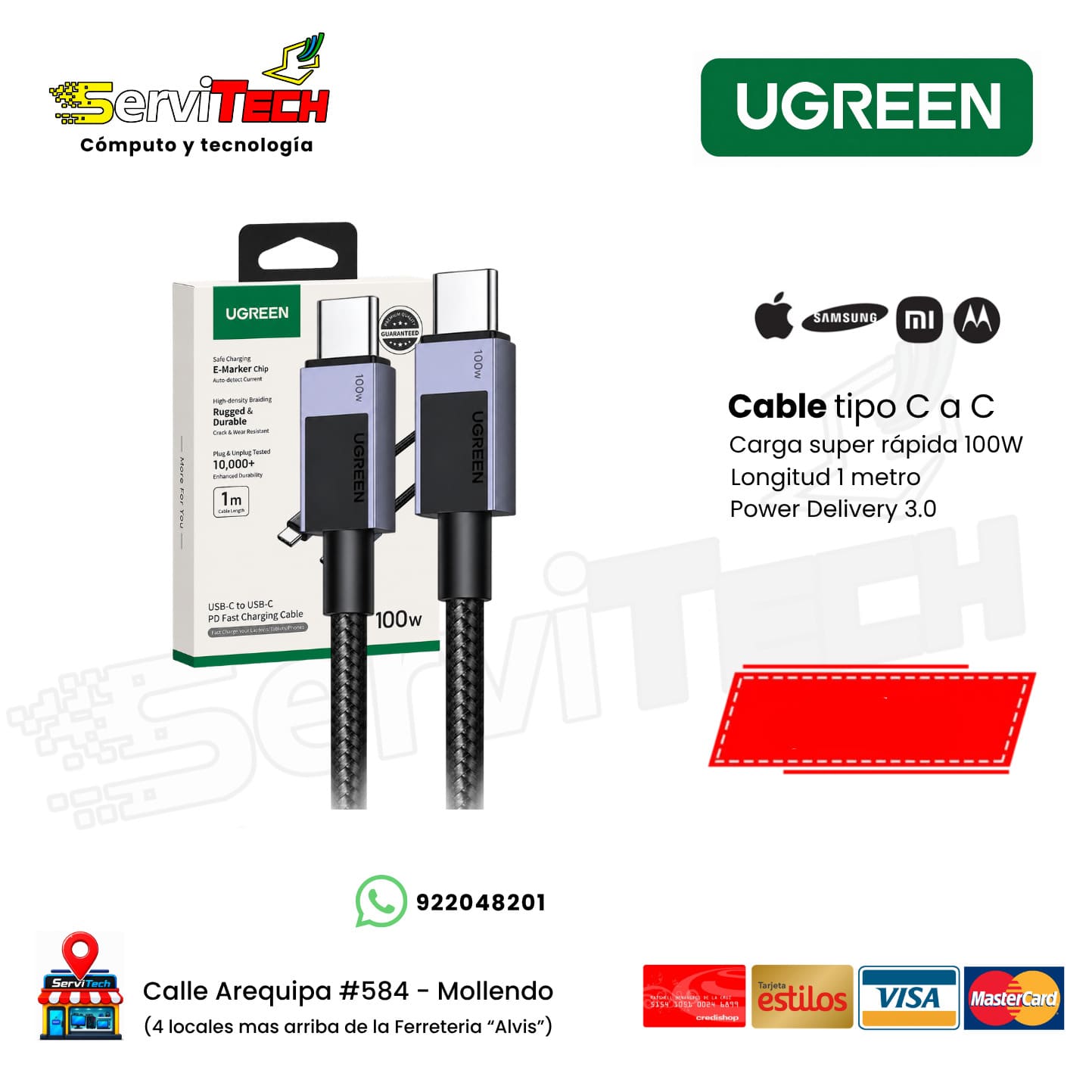 Cable de datos C a C 1M UGREEN
