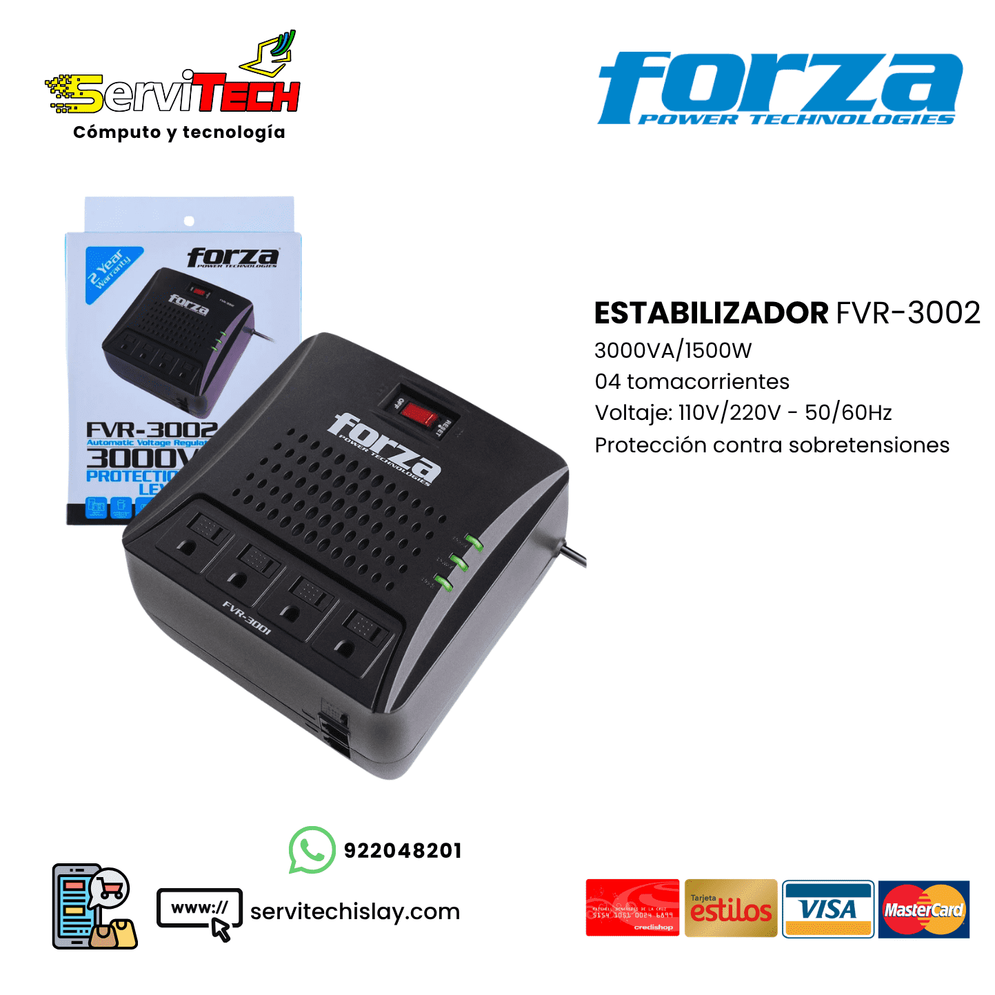 Estabilizador FORZA FVR-3002 3000VA/1500W